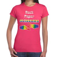 Gaypride Rock Paper Scissors t-shirt roze dames