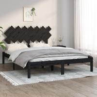 Bedframe massief hout zwart 140x190 cm
