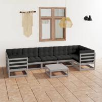 8-delige Loungeset met kussens massief grenenhout grijs 8-delige Loungeset met kussens massief grenenhout grijs
