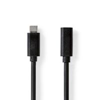 USB-Kabel | USB 3.2 Gen 1 | USB-C Male | USB-C Female | 60 W | 4K@60Hz | 5 Gbps | Vernikkeld | 1.00 m | Rond | PVC | Zwart