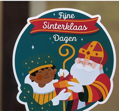 Ronde raamsticker feest sinterklaas sticker