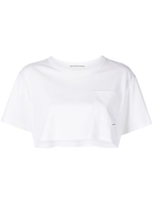 Alexander Wang t-shirt crop DTC à patch logo - Blanc