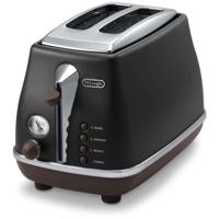 De'Longhi CTOV2103.BK Broodrooster - 900W - 2 sleuven - Matzwart/Chocolade