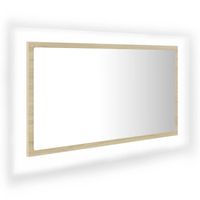 The Living Store wandspiegel - Sonoma eiken - 80 x 8.5 x 37 cm - RGB-licht - thumbnail