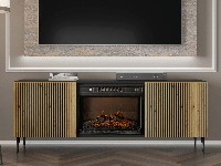 Tv-meubel RAVAGE 2 deuren zwart/artisan eik