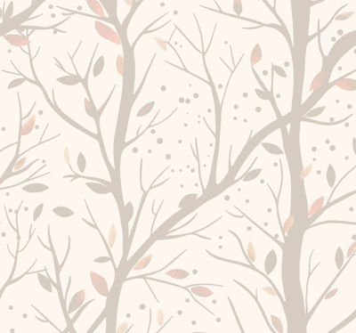 Beige grote takken babykamer behang