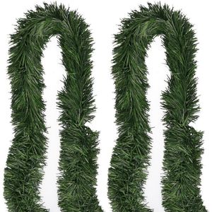 2x Groene kerstslingers 5 m