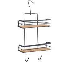 Doucherek hangend - 2-laags - bamboe hout - metaal - H49 cm - ophanghaak