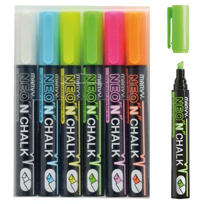 Krijtmarkers marvy uchida neon 6 stuks