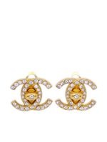 CHANEL Pre-Owned boucles d'oreilles CC ornées de strass (1996) - thumbnail