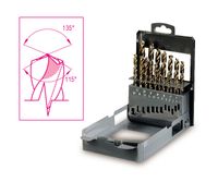 Beta 19-delige set HSS boren, speciaal geslepen met dubbele penetratiekegel 416/SP19 - 004160419