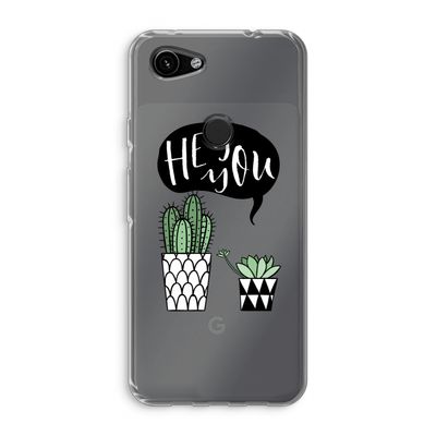 Hey you cactus: Google Pixel 3a Transparant Hoesje