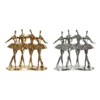 Decoratieve figuren DKD Home Decor Gouden Zilverkleurig Balletdanseres 33,5 x 14,5 x 32 cm (2 Stuks)
