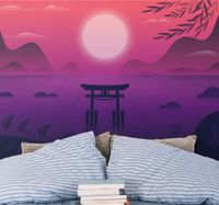 Foto behang vintage Japans paars Foto behang vintage Japans paars