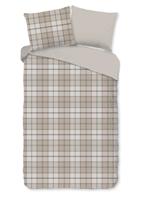 Good Morning Dekbedovertrek "geruite print" - Zand - (140x200/220 cm) - Katoen Flanel