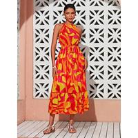 Maxi-jurk met halterhals en print - thumbnail