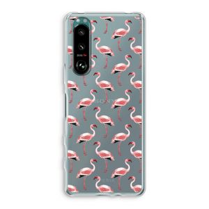 Flamingoprint groen: Sony Xperia 5 III Transparant Hoesje