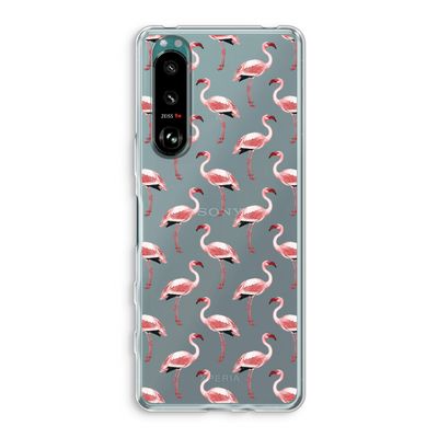 Flamingoprint groen: Sony Xperia 5 III Transparant Hoesje