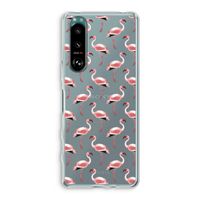 Flamingoprint groen: Sony Xperia 5 III Transparant Hoesje