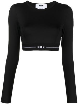 MSGM haut crop à bande logo - Noir