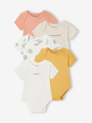 Set van 5 body's baby korte mouwen ecru
