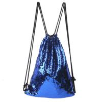Zeemeermin glinsterende Sequin koord sport rugzak Schoudertas (saffier blauw zilver)