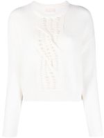 LIU JO pull en maille torsadée à ornements - Blanc