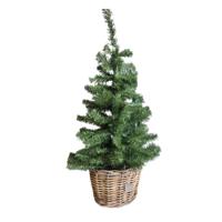 Kunst kerstboom - H90 cm - in rotan mand - D27 x H 20 cm - kunstboom