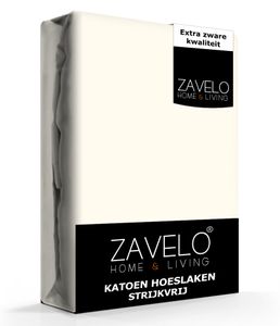 Zavelo Hoeslaken Katoen Strijkvrij Ivoor-Twijfelaar (120x200 cm)