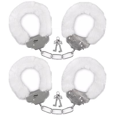 Pluche handboeien - Set van 2x stuks - wit - voor volwassenen - Speelgoedboeien