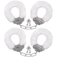 Pluche handboeien - Set van 2x stuks - wit - voor volwassenen - Speelgoedboeien Pluche handboeien - Set van 2x stuks - wit - voor volwassenen - Speelgoedboeien