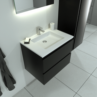 SaniGoods Sally badmeubel mat zwart 60cm met solid surface wastafel - thumbnail