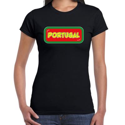 Verkleed T-shirt voor dames - Portugal - zwart - supporter - themafeest