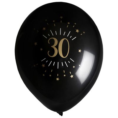 Verjaardag leeftijd ballonnen 30 jaar - 8x - zwart/goud - 23 cm - Feestartikelen/versieringen Verjaardag leeftijd ballonnen 30 jaar - 8x - zwart/goud - 23 cm - Feestartikelen/versieringen