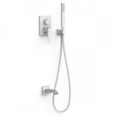 Badkraan Inbouw Tres Slim Exclusive met Handdoucheset, Wanduitloop en Mengkraan Mat Wit