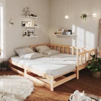 Slaapbank uitschuifbaar massief grenenhout 2x(90x200) cm