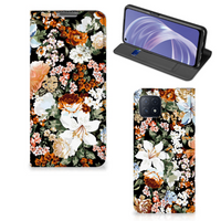 Smart Cover voor OPPO A73 5G Dark Flowers - thumbnail