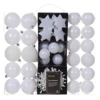 Kerstballen en ornamenten - 40x - kunststof - wit - mix