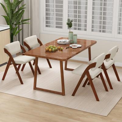 Set van 2 Eetkamerstoelen Klapstoel met Rubberhouten Poten Gestoffeerde Zitting en Rugleuning Geen Montage Nodig