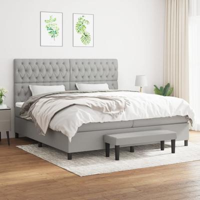 Boxspring met matras stof lichtgrijs 200x200 cm