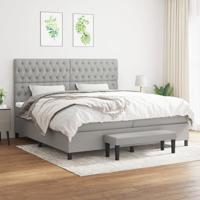 Boxspring met matras stof lichtgrijs 200x200 cm
