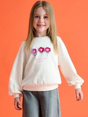 Meisjessweater met fantasiemotief ecru