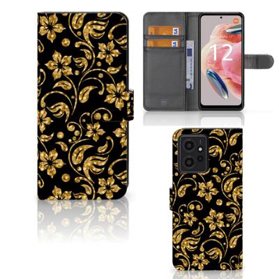 Xiaomi Redmi Note 12 4G Hoesje Gouden Bloemen Xiaomi Redmi Note 12 4G Hoesje Gouden Bloemen