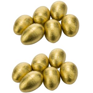 Set van 24x stuks kunststof paaseitjes goud 6 cm