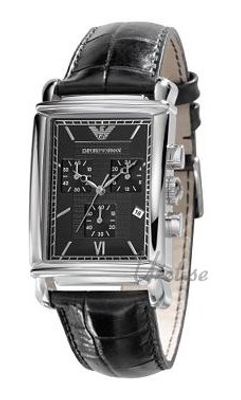 Horlogeband Armani AR0292 Leder Zwart 22mm