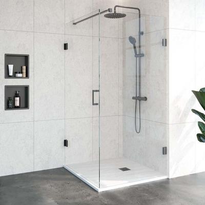 BRAUER Void douchecabine met draaideur helder glas 100x100x200 incl. glascoating PVD gunmetal geborsteld GS-VOC1H100100200GM