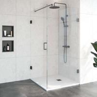 BRAUER Void douchecabine met draaideur helder glas 100x100x200 incl. glascoating PVD gunmetal geborsteld GS-VOC1H100100200GM