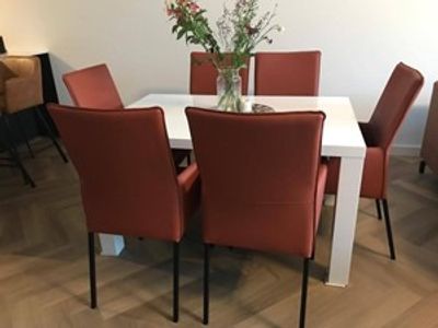 Set van 6 leren eetkamerstoelen - bruin leer - Echt leer, Modern, ontdek de vele Leersoorten en Kleuren bij ShopX