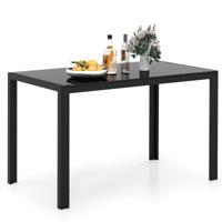 Eettafel van Glas Keukentafel voor 4 Personen Eetkamertafel met Metalen Frame Vierkante Tafel Keukenmeubilair voor Eetkamer