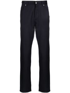 Zegna pantalon slim en laine à patch logo - Bleu